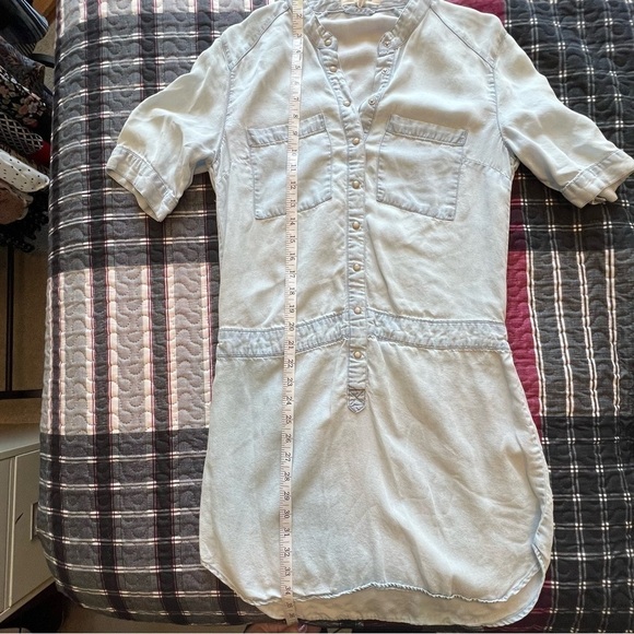 Life in Progress Tunic Dress Chambray White Wash Denim Button Boho Y2k T… - Picture 2 of 6